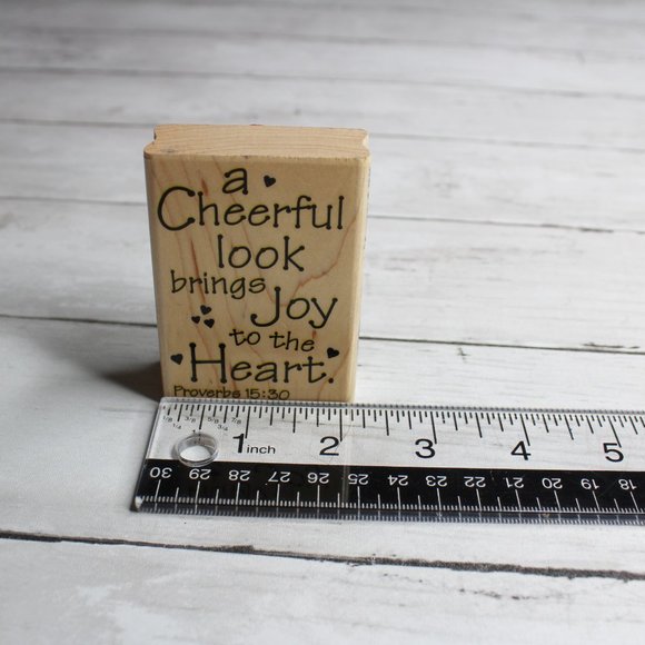 Stampabilities Rubber Stamp Mounted Wooden Block Proverbs 15:30 Christian - Picture 2 of 4